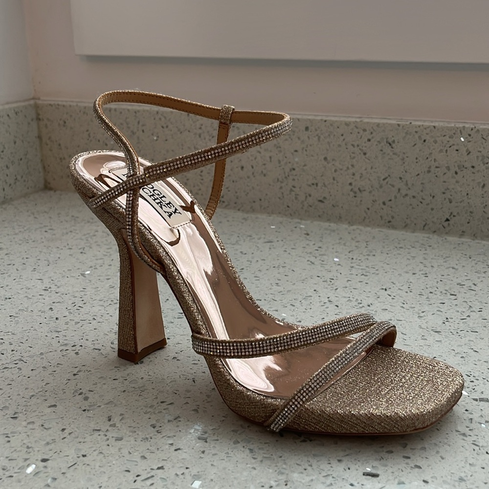 Badgley Mischka Urbana Rose Gold Strapy Heels